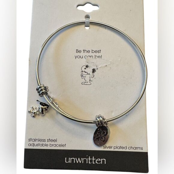 Unwritten Peanuts Graduation Adjustable Bangle Bracelet Silver plated - Picture 3 of 4